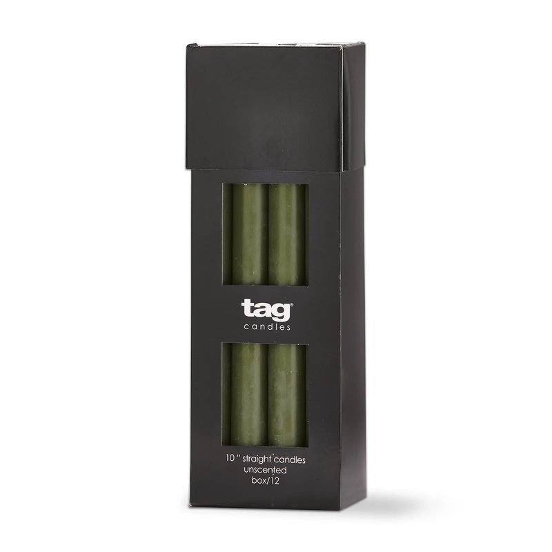 tag Color Studio Straight Candle: 10", Olive