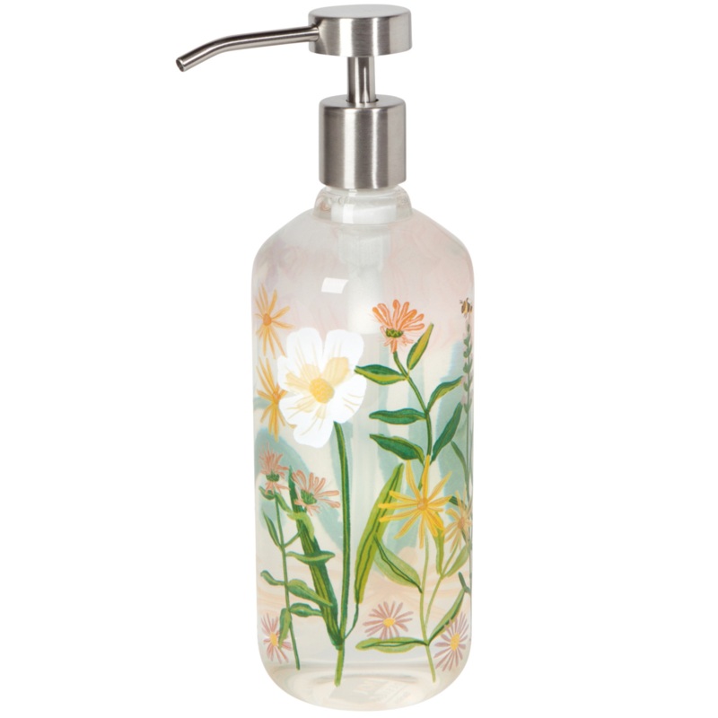 NOW Designs Glass Soap Pump: Bees & Blooms