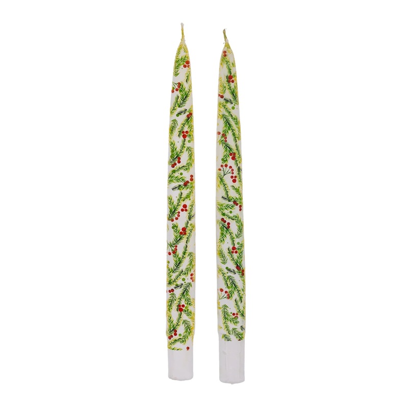 Flatyz Tapers (Set of 2): Christmas Pine Needles and Berries