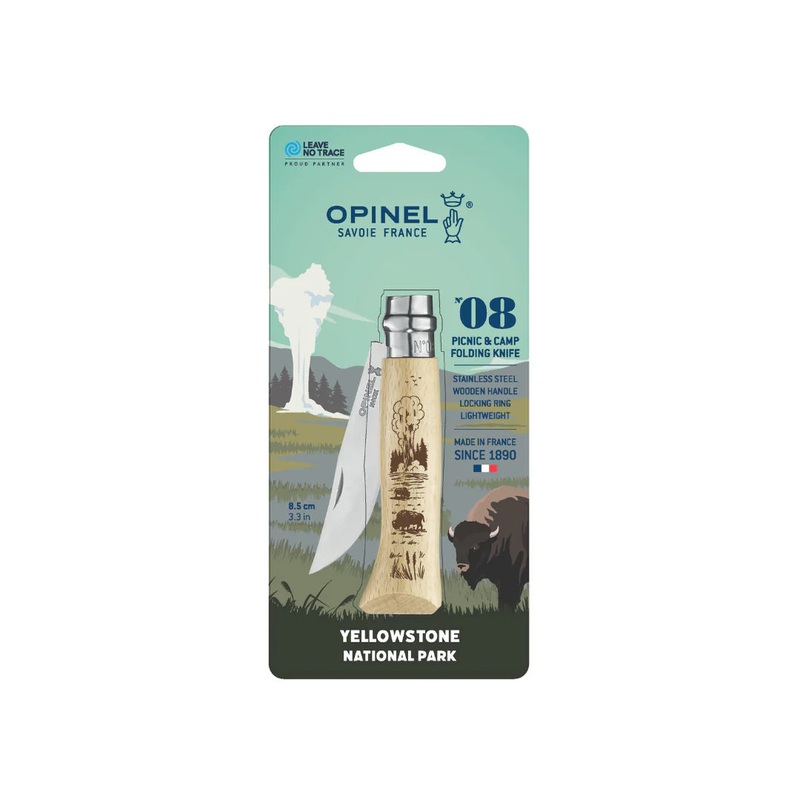 Opinel N8 Stainless Steel Pocket Knife: National Parks Collection, Yellowstone