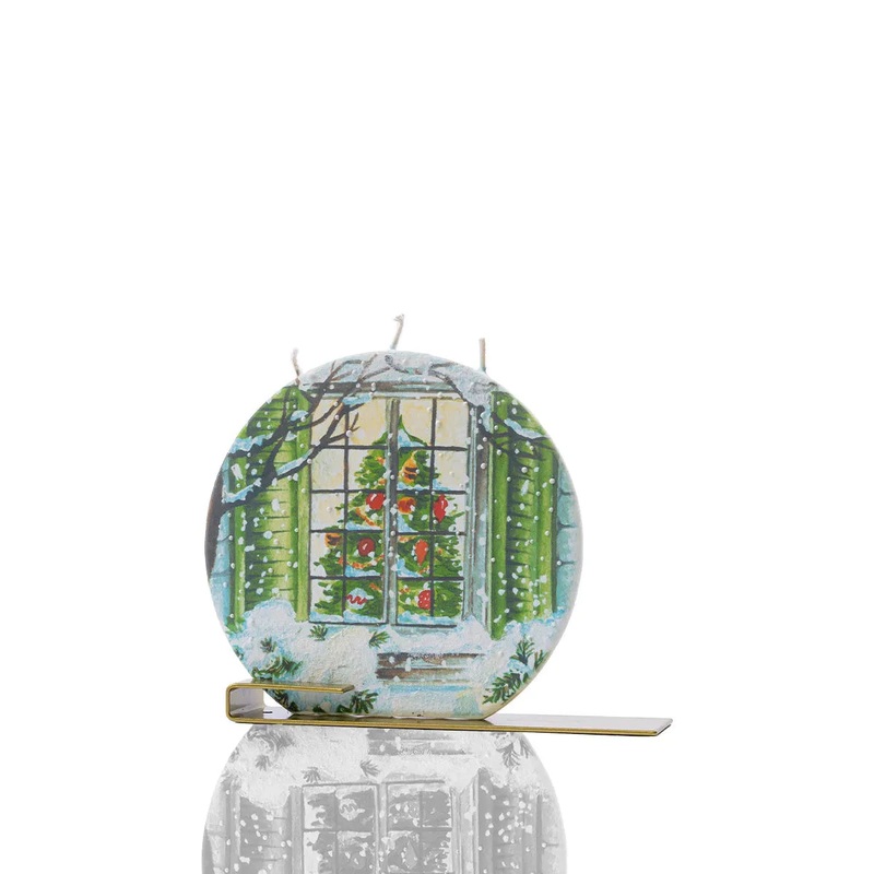 Flatyz Round Candle: Christmas Tree in Window
