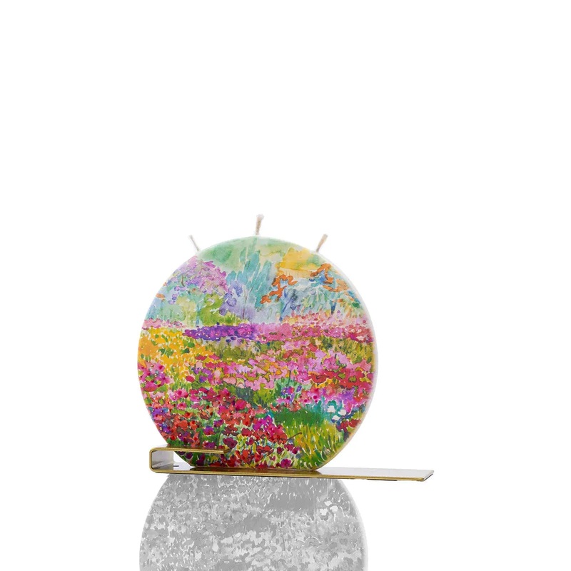 Flatyz Round Candle: Colorful Field of Wild Flowers