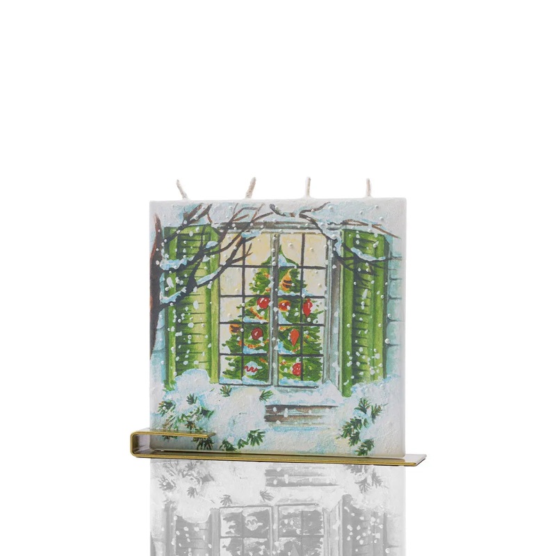 Flatyz Square Candle: Christmas Tree in Window