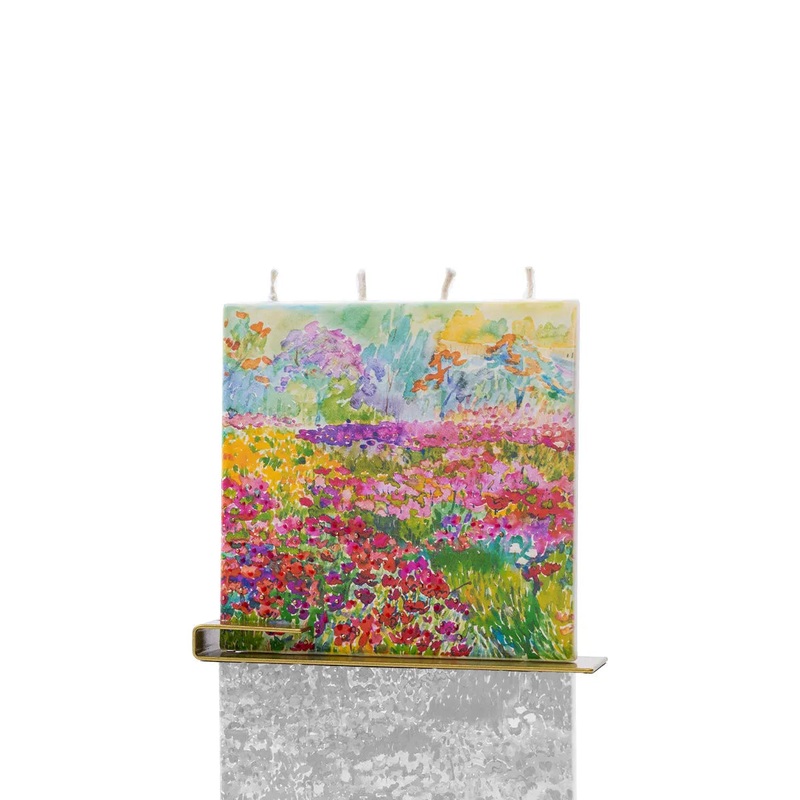 Flatyz Square Candle: Colorful Field of Wild Flowers