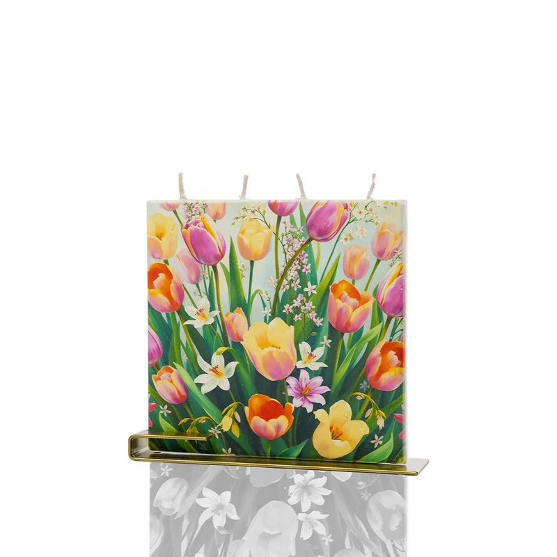 Flatyz Square Candle: Spring Tulips & Flowers