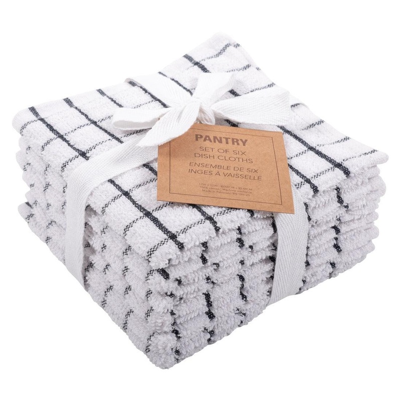 KAF Checkered Dishcloths (Set of 6): Black