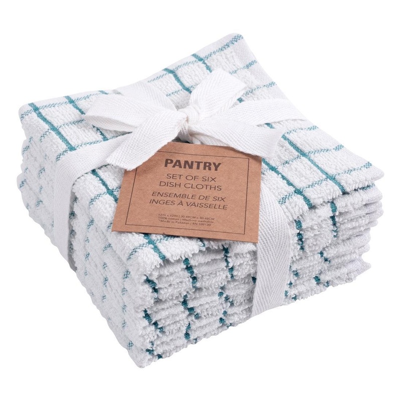 KAF Checkered Dishcloths (Set of 6): Teal