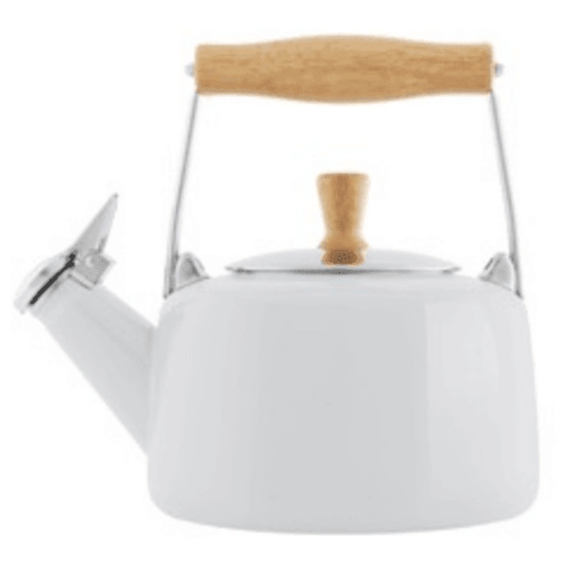 Chantal Sven Teakettle with Natural Wood Handle: White