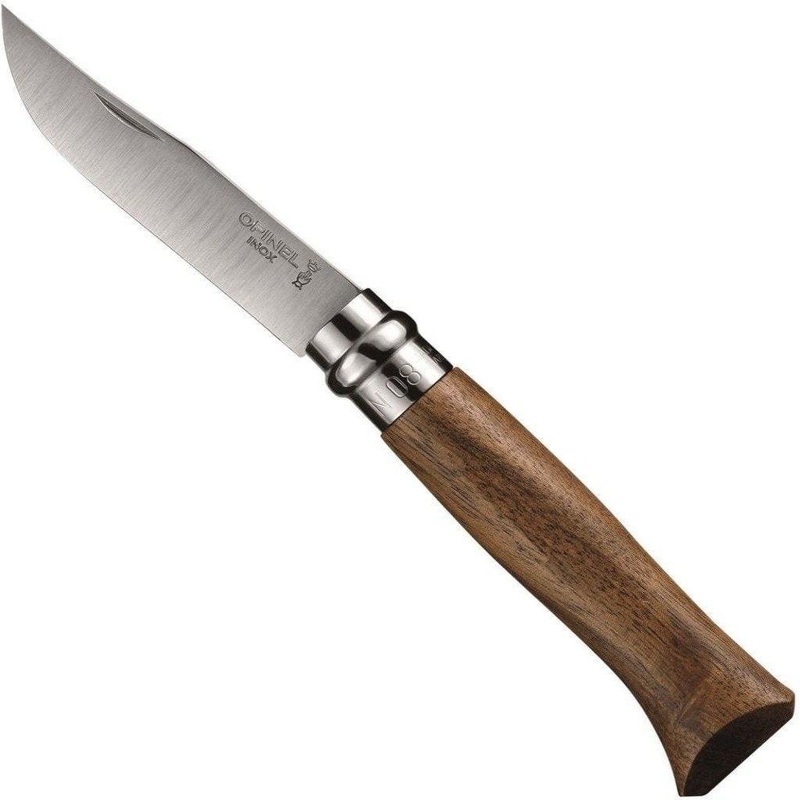 Opinel N8 Stainless Steel Pocket Knife: Walnut