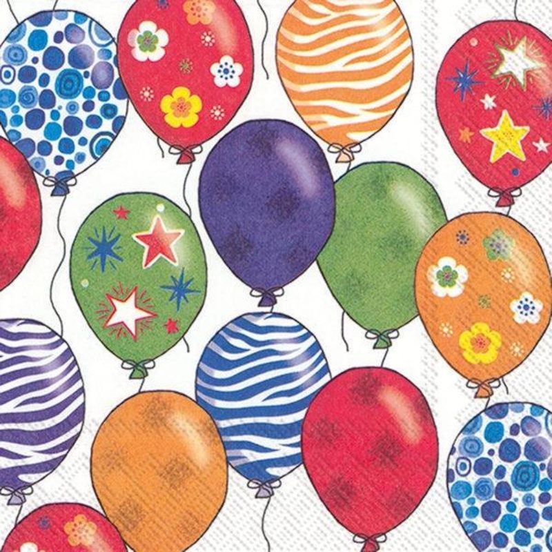 Boston International Lunch Napkins: Party Balloons, White