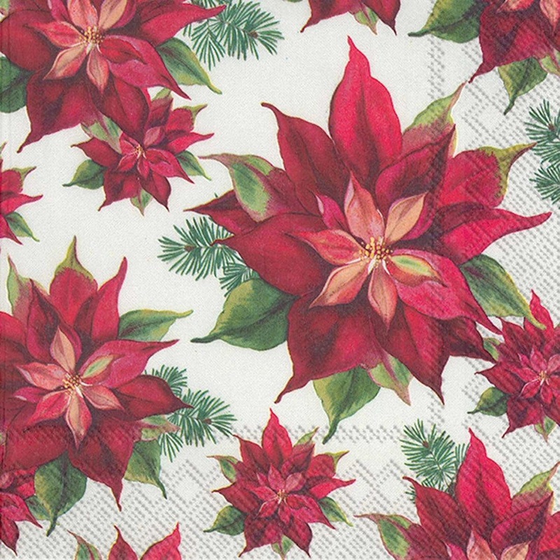 Boston International Cocktail Napkins: Poinsettia Linen