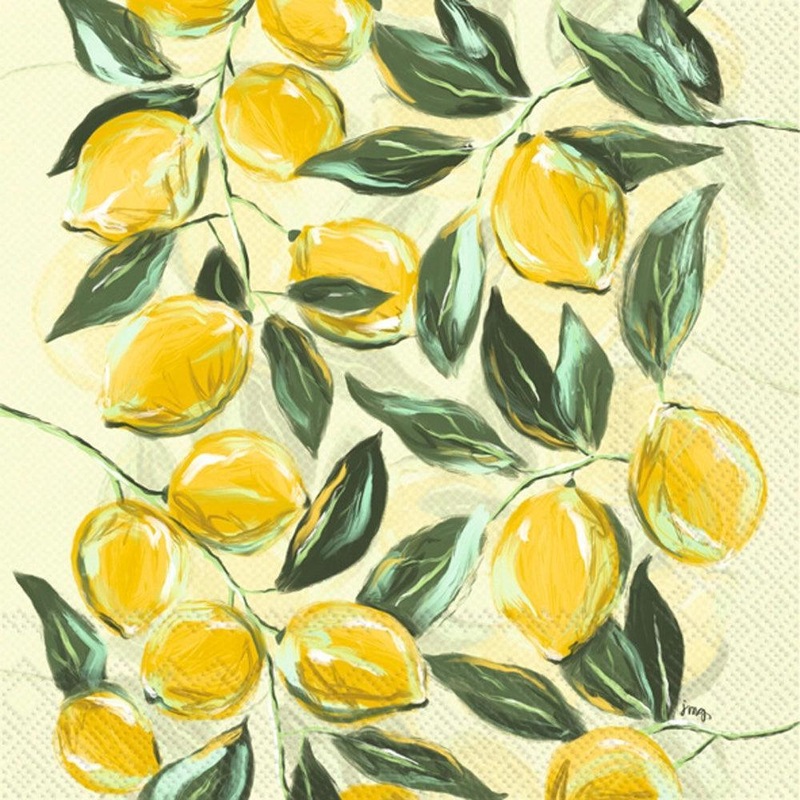 Boston International Lunch Napkins: Painterly Lemons