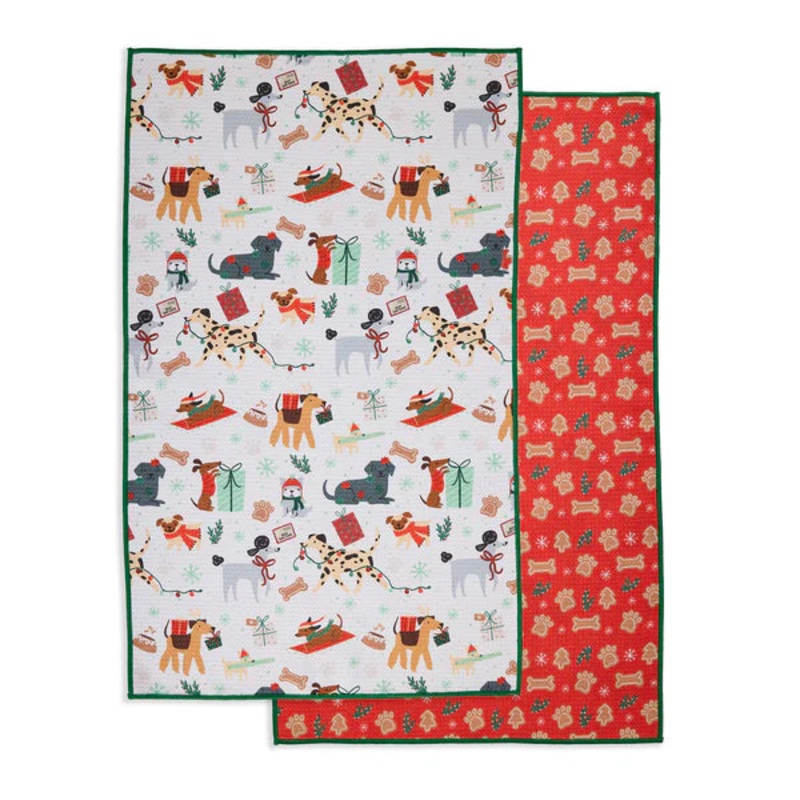 DII Microfiber Dishtowel: Holiday Pups
