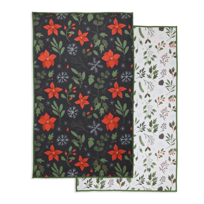 DII Microfiber Dishtowel: Pointsettias