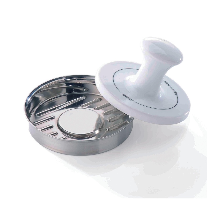 GEFU Burger Press: Stainless Steel & Porcelain
