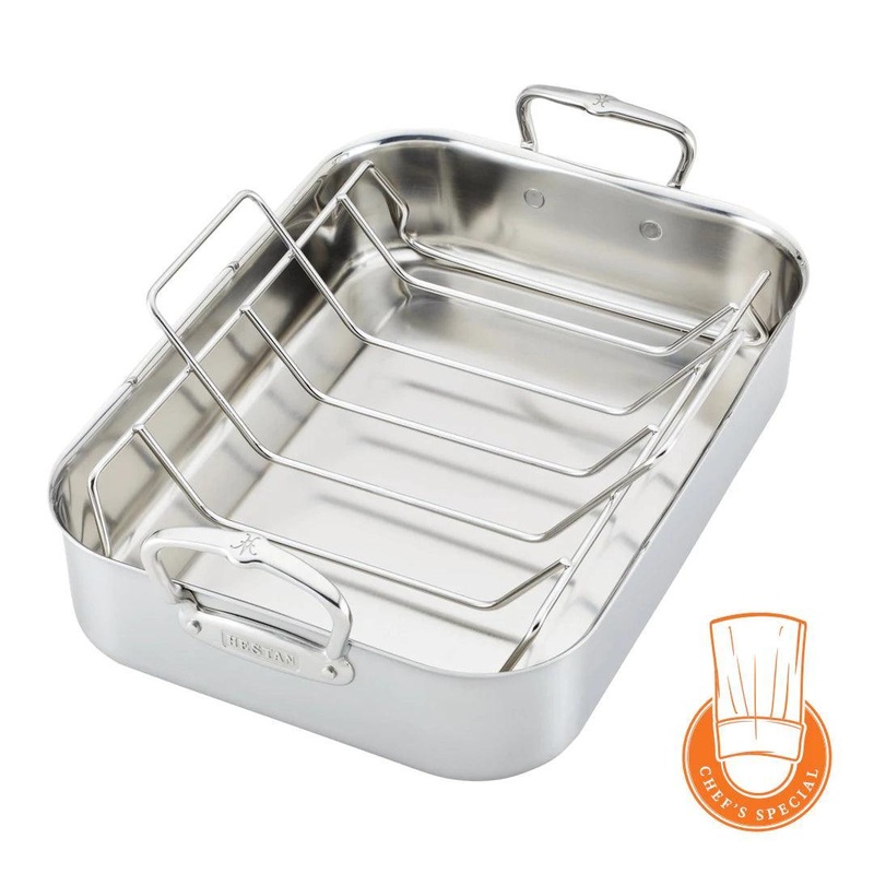 Hestan Provisions Tri-Ply Roaster with Rack: 14.5"