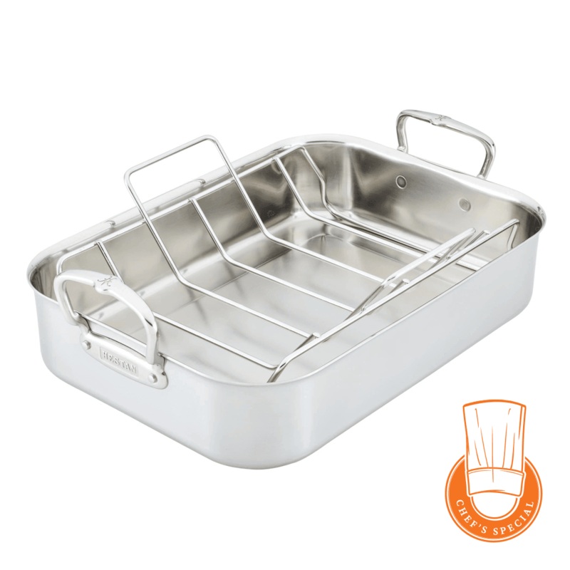 Hestan Provisions Tri-Ply Roaster with Rack: 16.5"