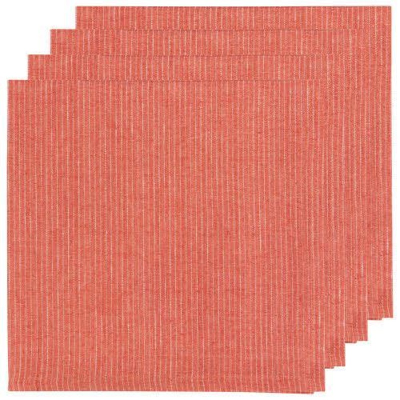 NOW Designs Napkins (Set of 4): Linen, Clay Pinstripe