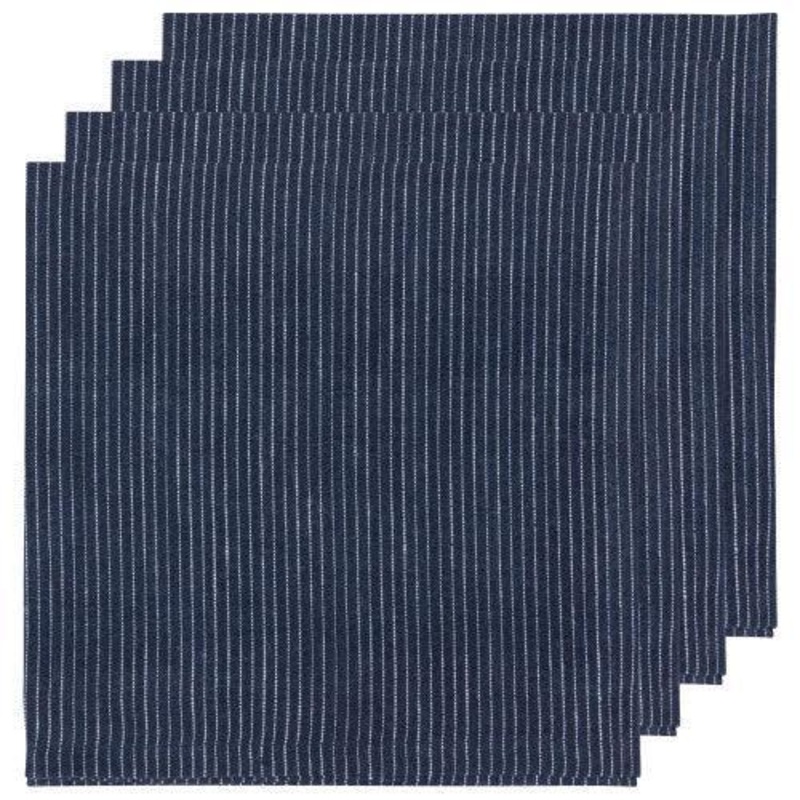 NOW Designs Napkins (Set of 4): Linen, Midnight Pinstripe
