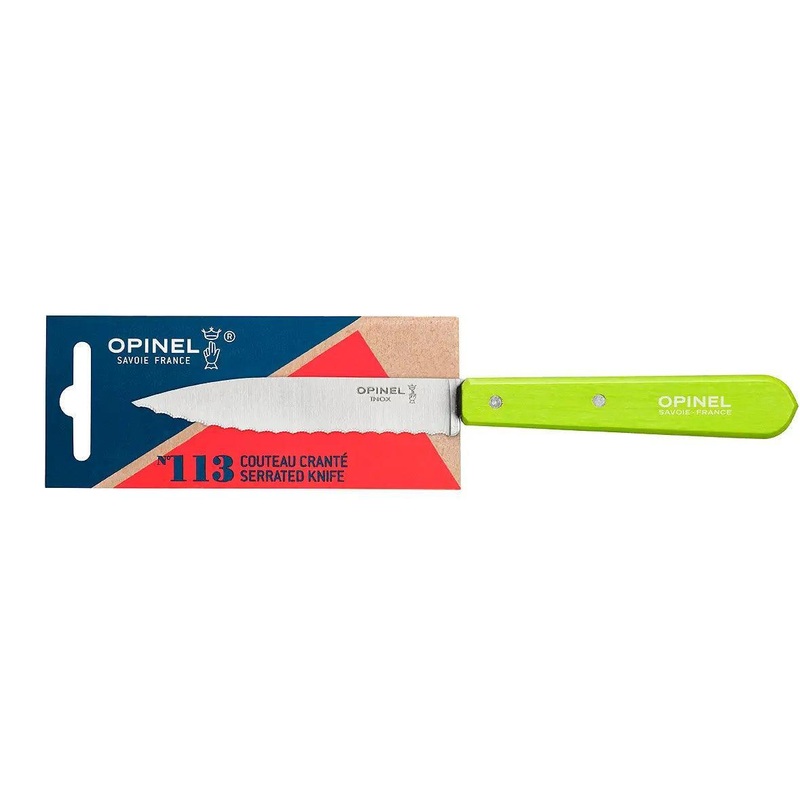 Opinel N113 Serrated Paring Knife: Apple Green