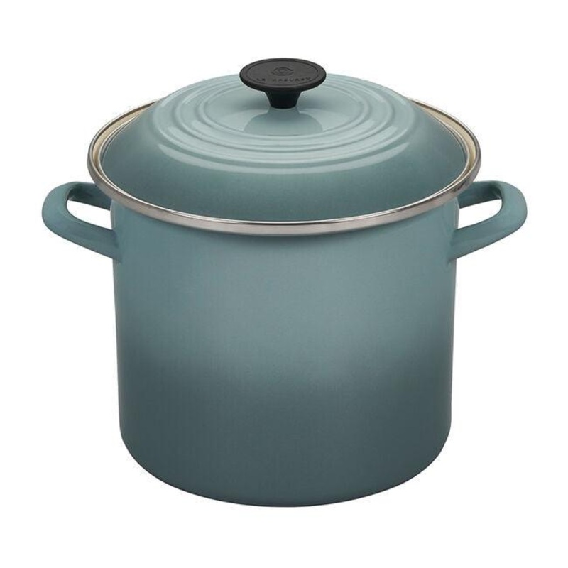 Le Creuset Enamel-On-Steel Stockpot:  8 QT, Sea Salt