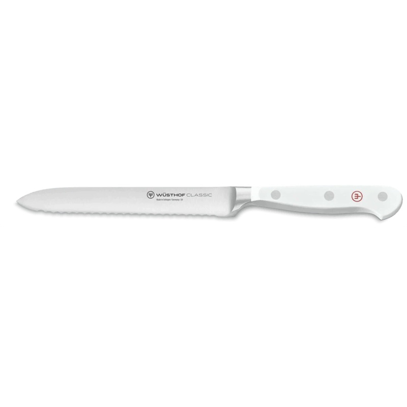 Wusthof Classic White  5" Serrated Utility Knife