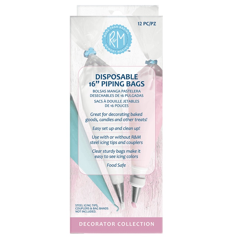 R&M Disposable Piping Bags (Set of 12): 16"