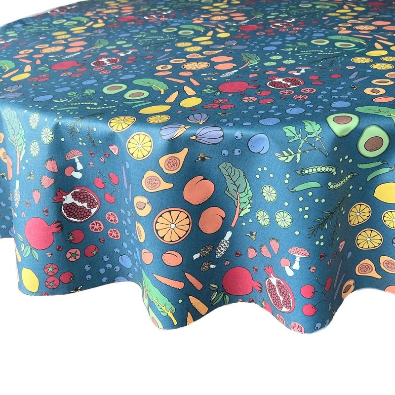Splash Fabric Tablecloth: 70" Round, Kale