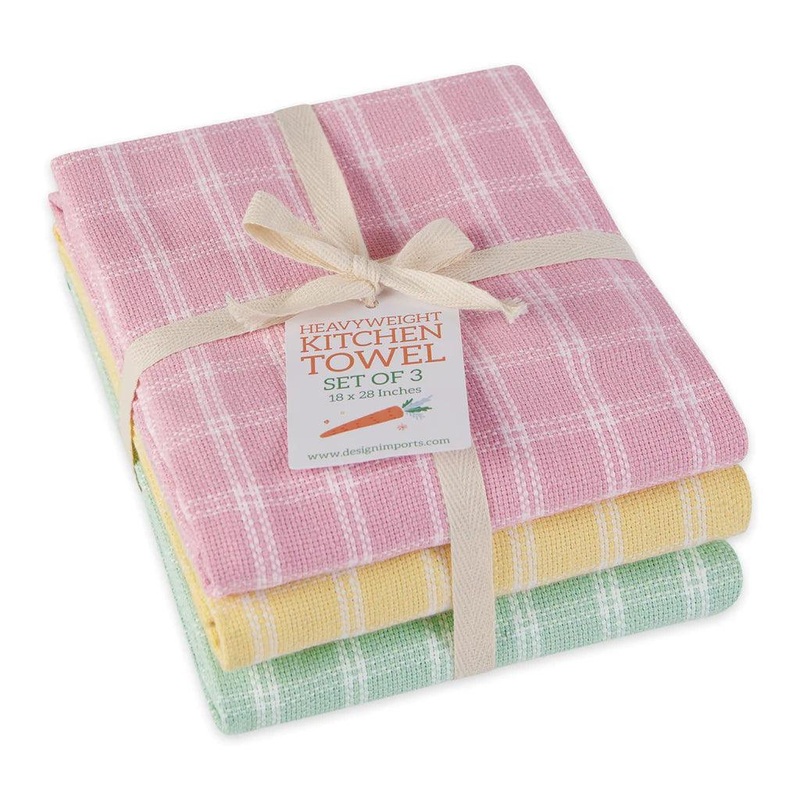 DII Dishtowels (Set of 3): Spring Windowpane Plaid, Heavyweight