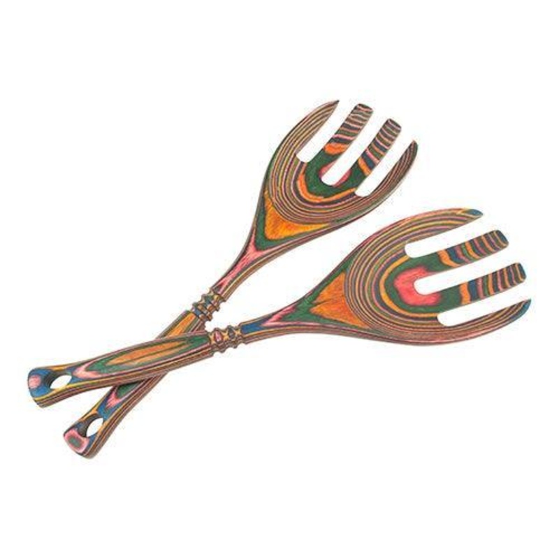 Island Bamboo Salad Servers: Rainbow