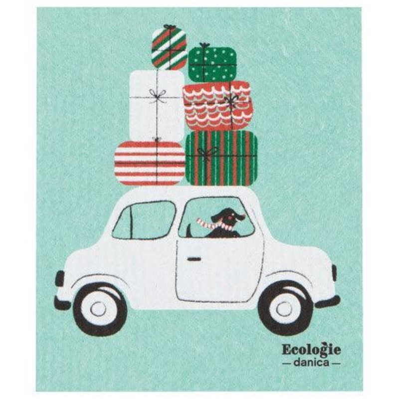 NOW Designs Swedish Dishcloth: Winter Wheels Dog
