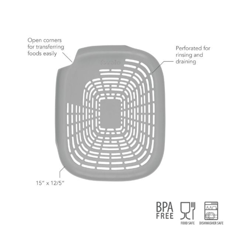 Tovolo Prep N Rinse Flat Colander: Oyster Gray