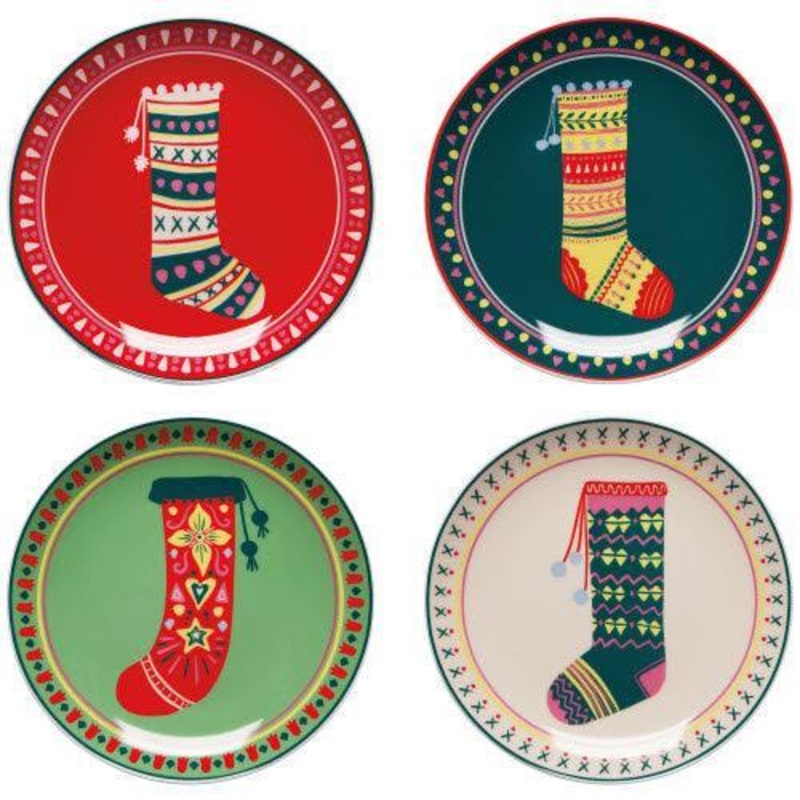 NOW Designs Appetizer Plates (Set of 4): Winter Woolens
