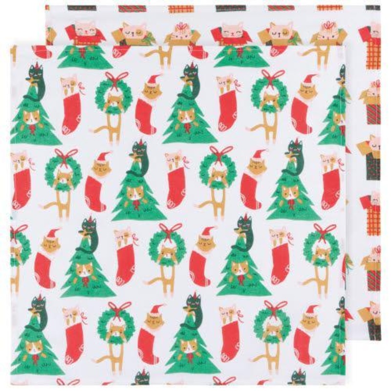 NOW Designs Floursack Towels (Set of 2): Let It Meow