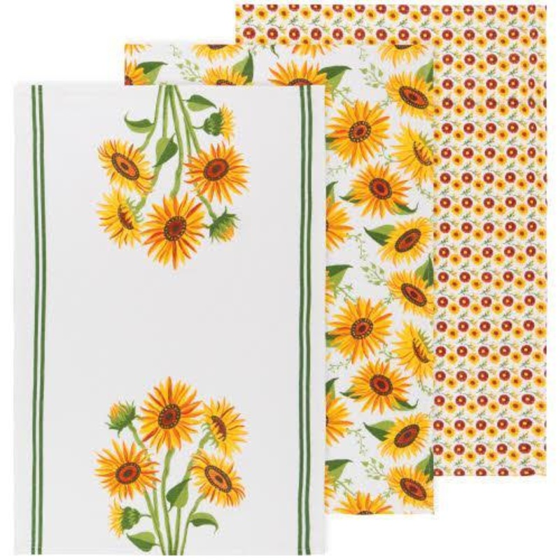 NOW Designs Floursack Towels (Set of 3): Baker's, Sunflower Splendor