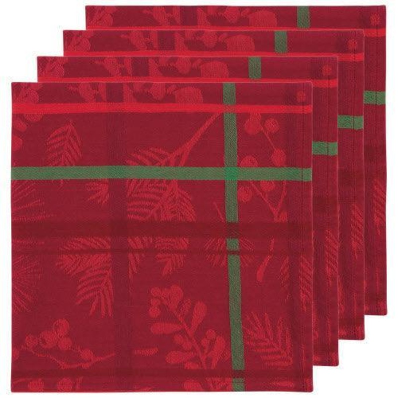 NOW Designs Napkin Set: Jacquard, Winterberry