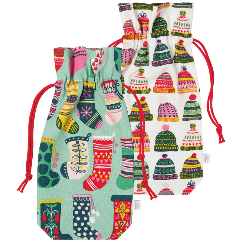 NOW Designs Wine Bags (Set of 2): Winter Woolens