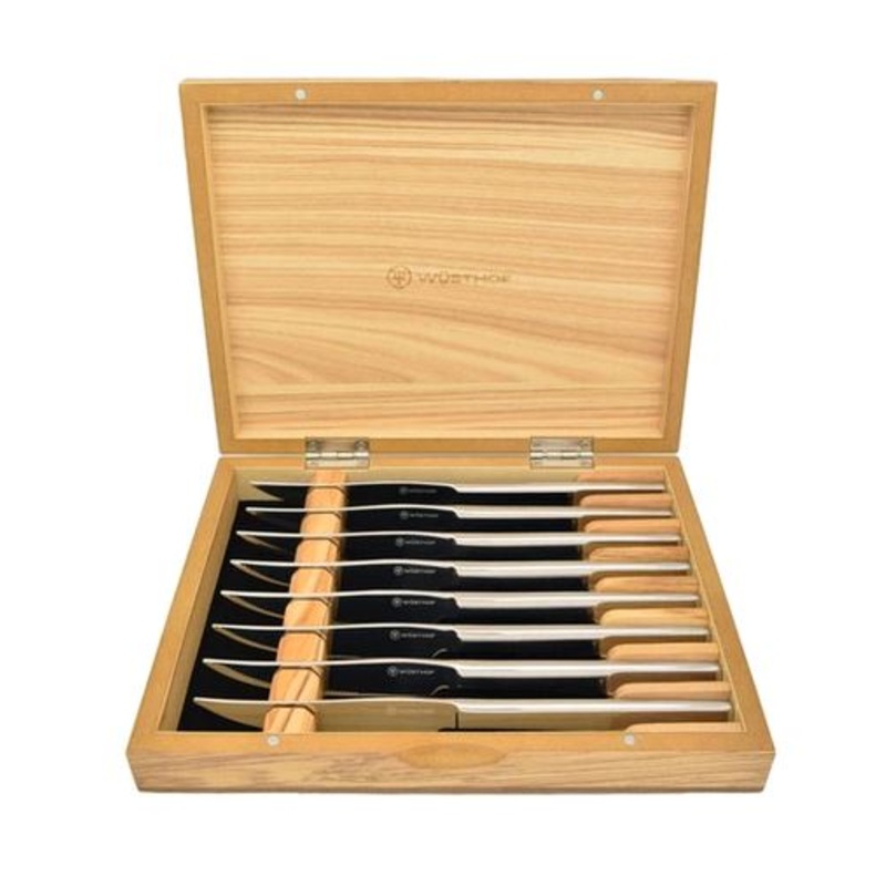 Wusthof Household & Professional Tools 8 pcs. Stainless Mignon Steak Knife Set in Olivewood Gift Box 1069510803