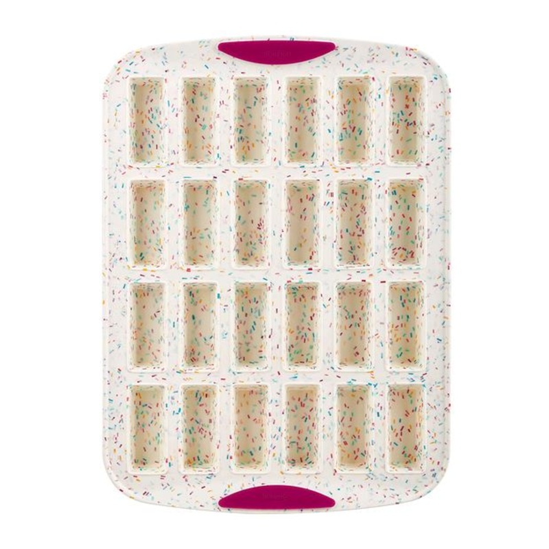 Trudeau 24 Slot Mini Bar Pan Silicone Bakeware Confetti White