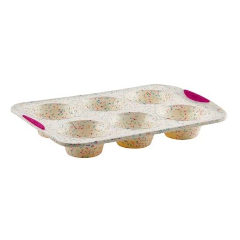 Trudeau Confetti Structured Silicone 6 Cup Jumbo Muffin Pan
