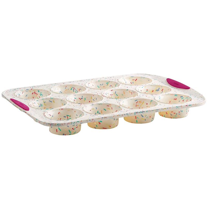 Trudeau Structured Silicone 12 Cup Confetti Cupcake and Muffin Pan