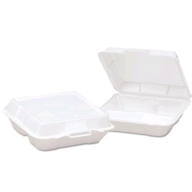 3Compartment White Foam Hinged Container - 9" x 9.25"