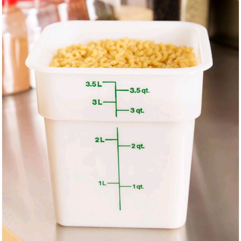 Cambro 4 Qt. White Poly CamSquare Food Storage Container 4SFSP148