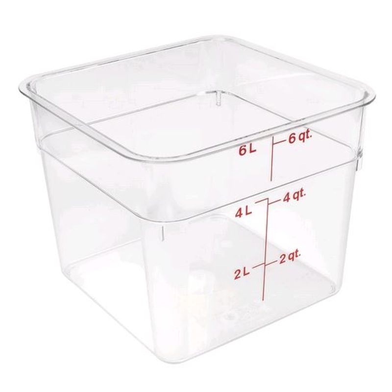 Cambro CamSquare Food Container w/ 6 qt Capacity, Polycarbonate, Clear, 6SFSCW135