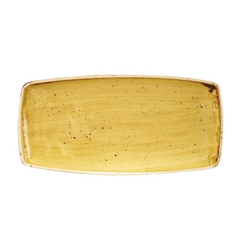 Churchill Ceramic Mustard Seed Yellow Rectangular Stonecast Plate - 11 3/4" x 6" SMSSOP111