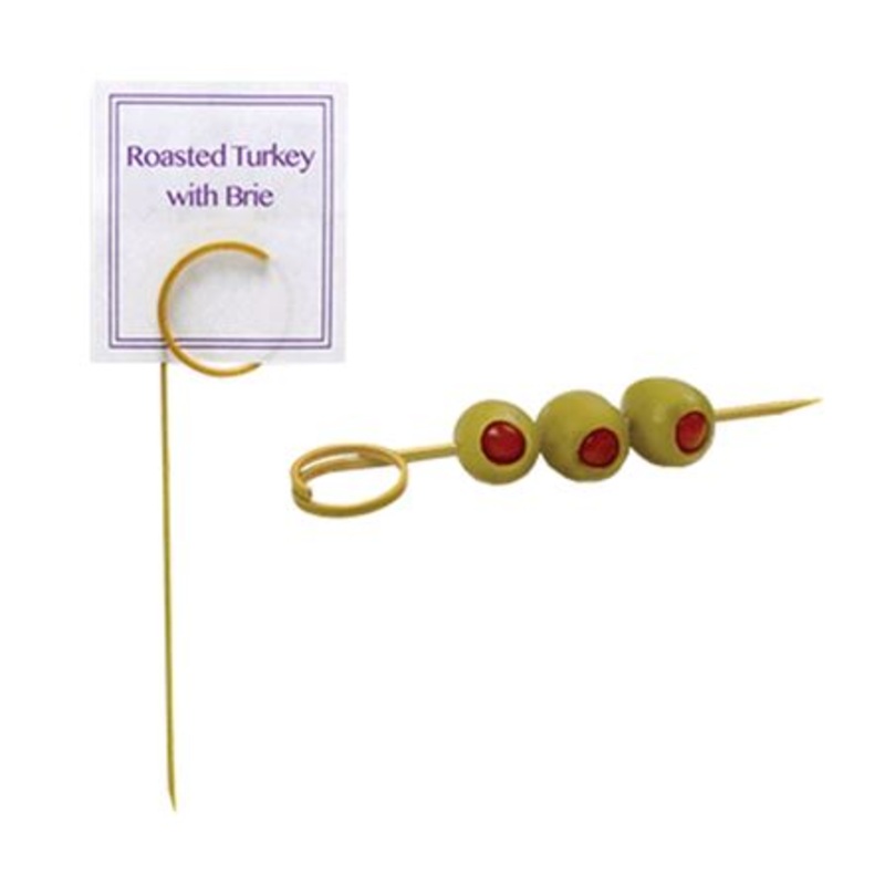 Front of the House 7" Swirl Bamboo Holder/Pick - 100 Pack