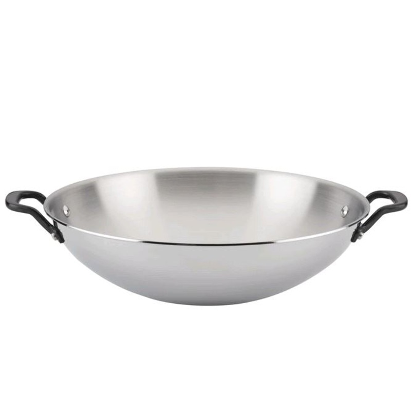 KitchenAid 5-Ply Clad Stainless Steel Wok, 15-Inch, Polished Stainless Steel 3008 1/1EA