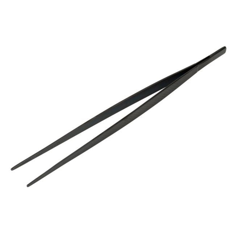 Mercer Culinary M35230BK Precision Plus 9 3/8" Black Straight Tip Plating Tongs