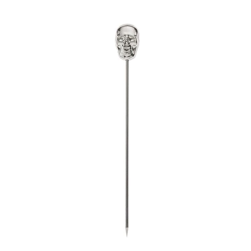 Mercer Culinary M37064 4 3/8" Stainless Steel Skull Top Cocktail Pick - 12 Pack