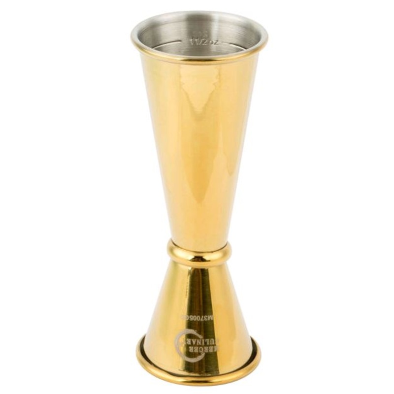Mercer M37005GD 1 oz. & 2 oz. Gold-Plated Japanese Style Jigger